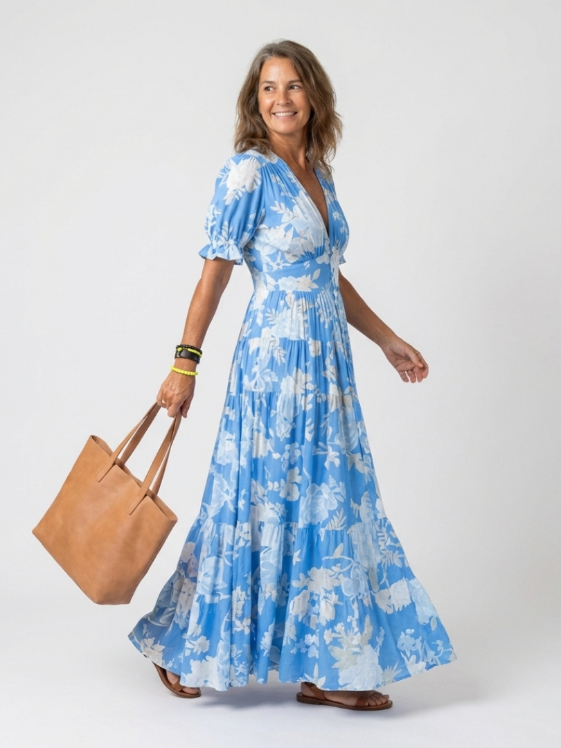 Selina | Sleeveless V-Neck Floral Midi Dress