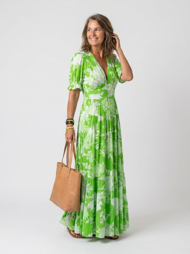 Selina | Sleeveless V-Neck Floral Midi Dress