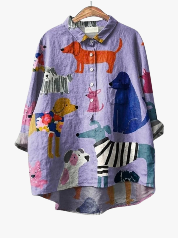 MOREAU LYON | DOG PATTERN BLOUSE FOR WOMEN
