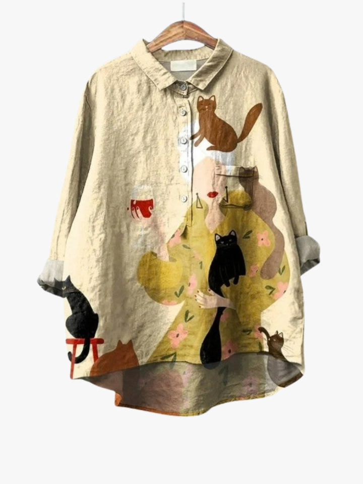 MOREAU LYON | CAT PATTERN SHIRT FOR WOMEN