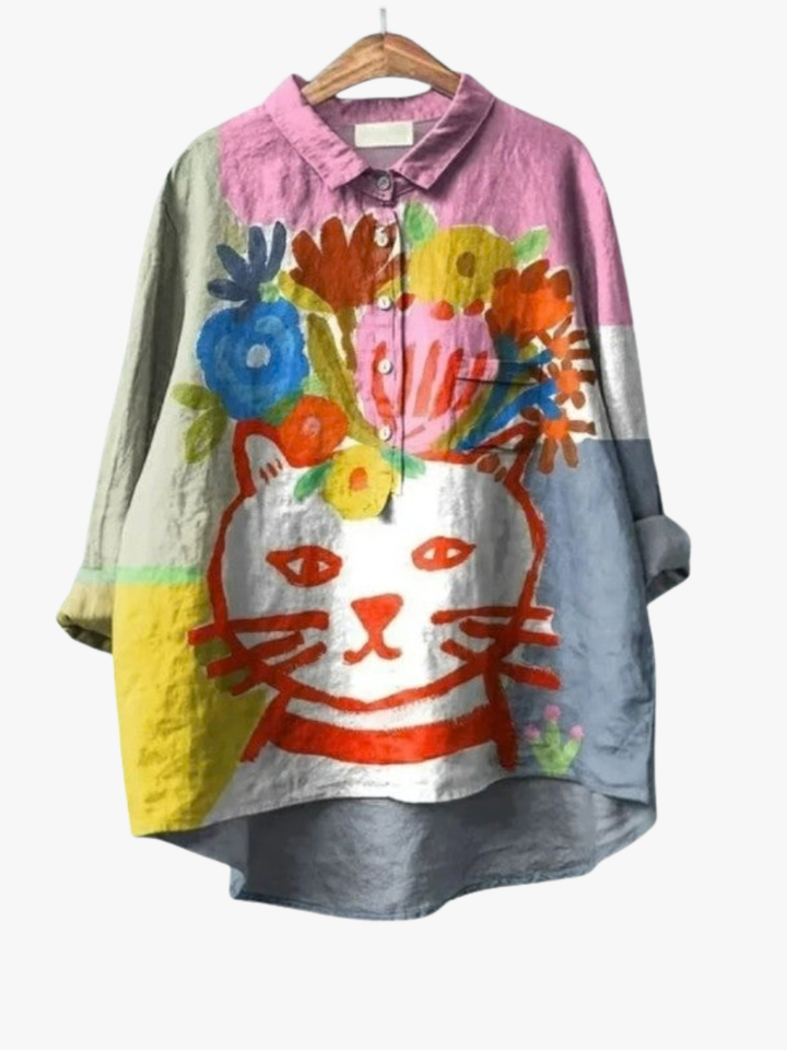 MOREAU LYON | ARTISTIC CAT BLOUSE FOR WOMEN
