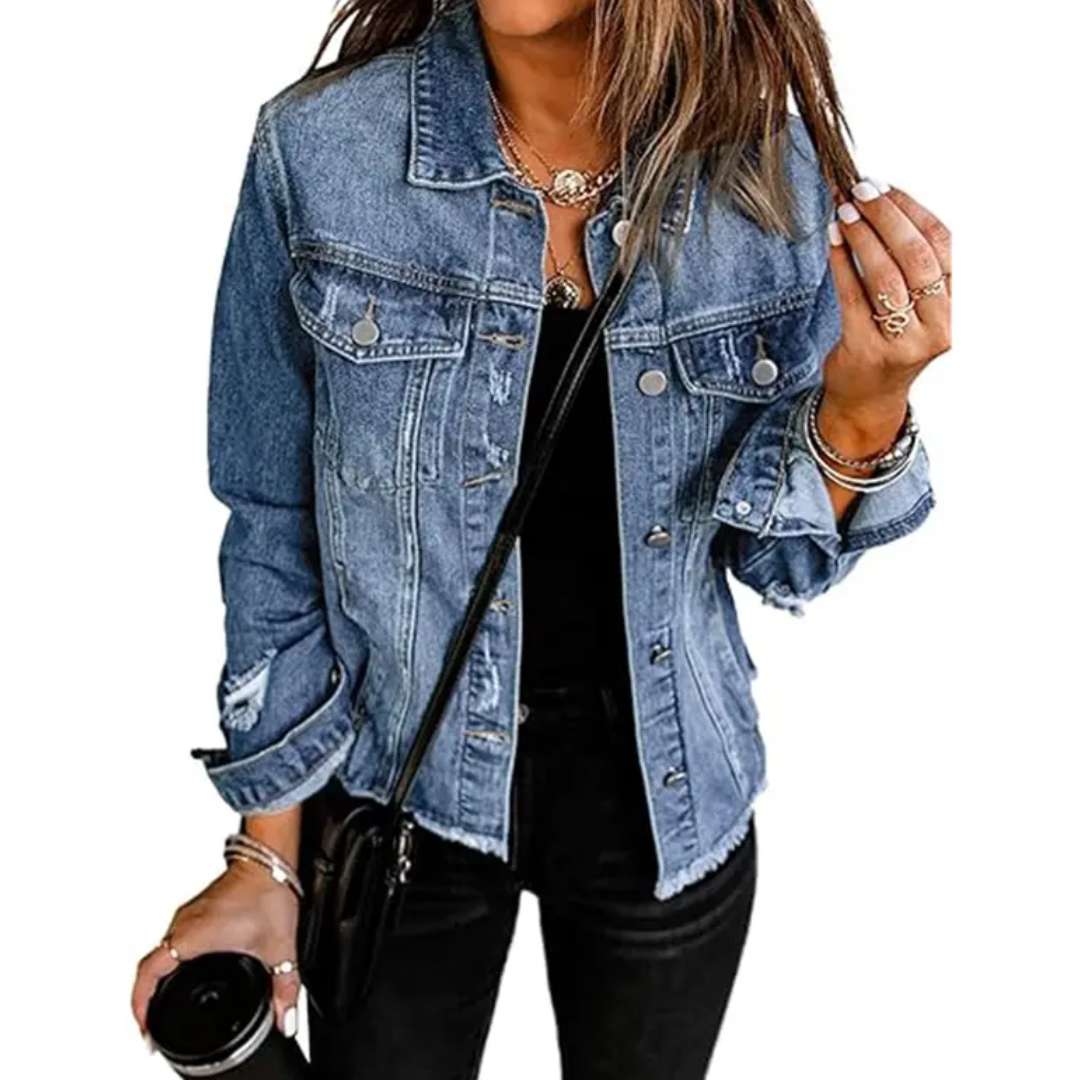 Brenda | Classic Distressed Denim Jacket