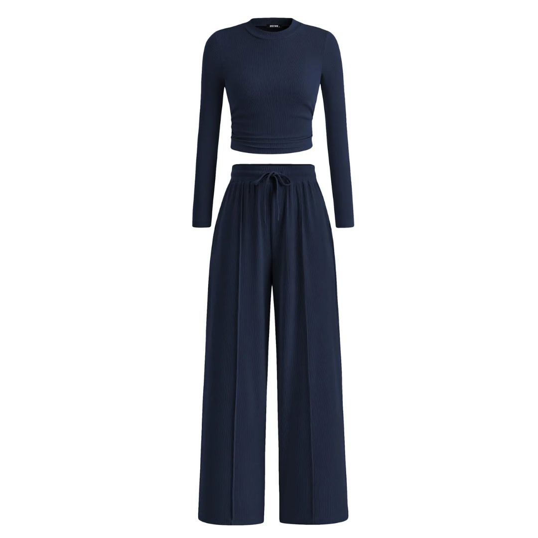 HAVEN™ – Ribbed Knit Crop Top Lounge Set