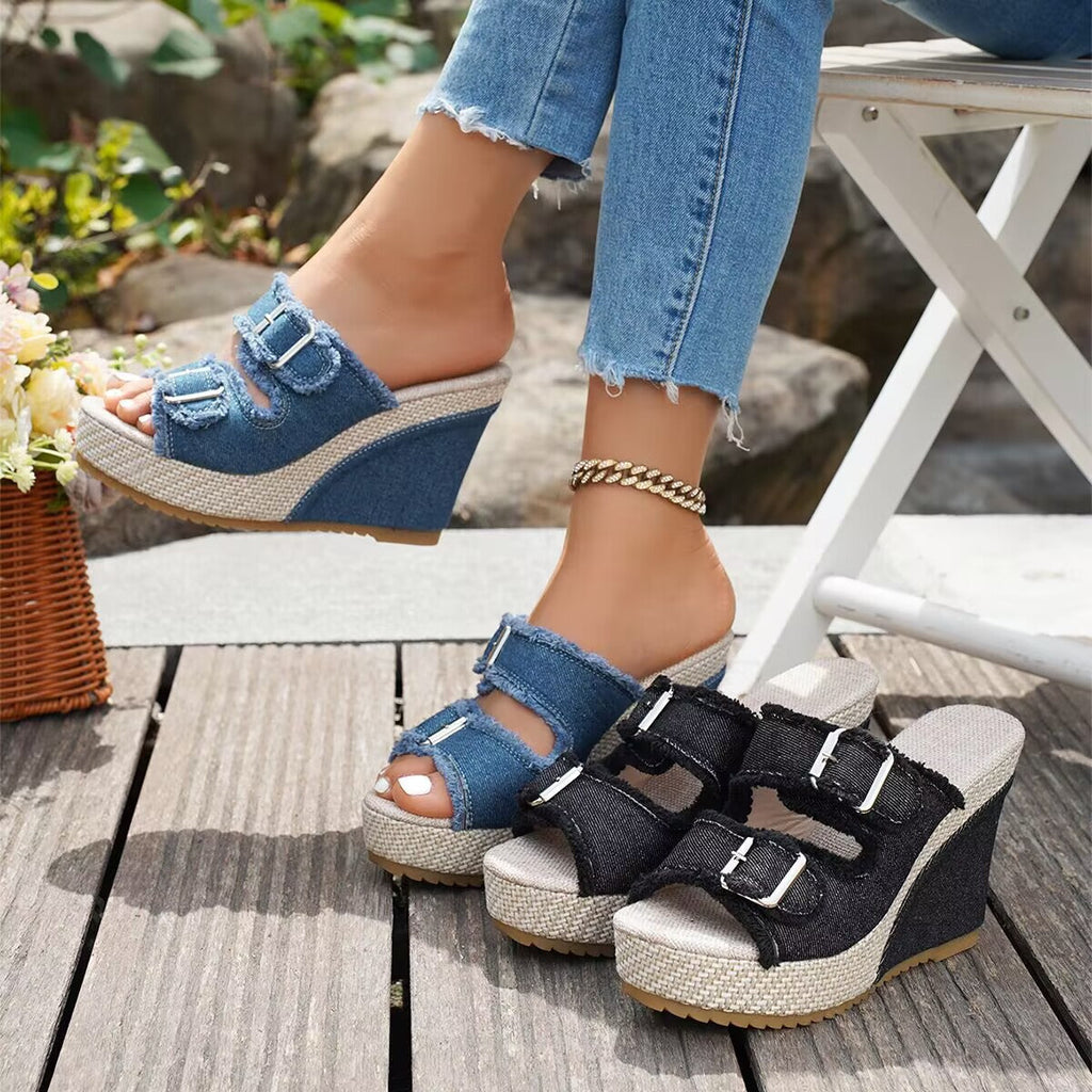 Atelier | Frayed Edge Wedge Sandals
