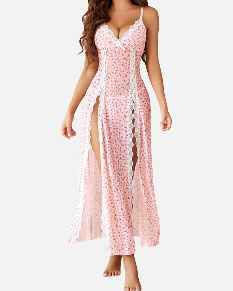 LUZY™ - Casual V-Neck Lingerie Maxi Nightdress