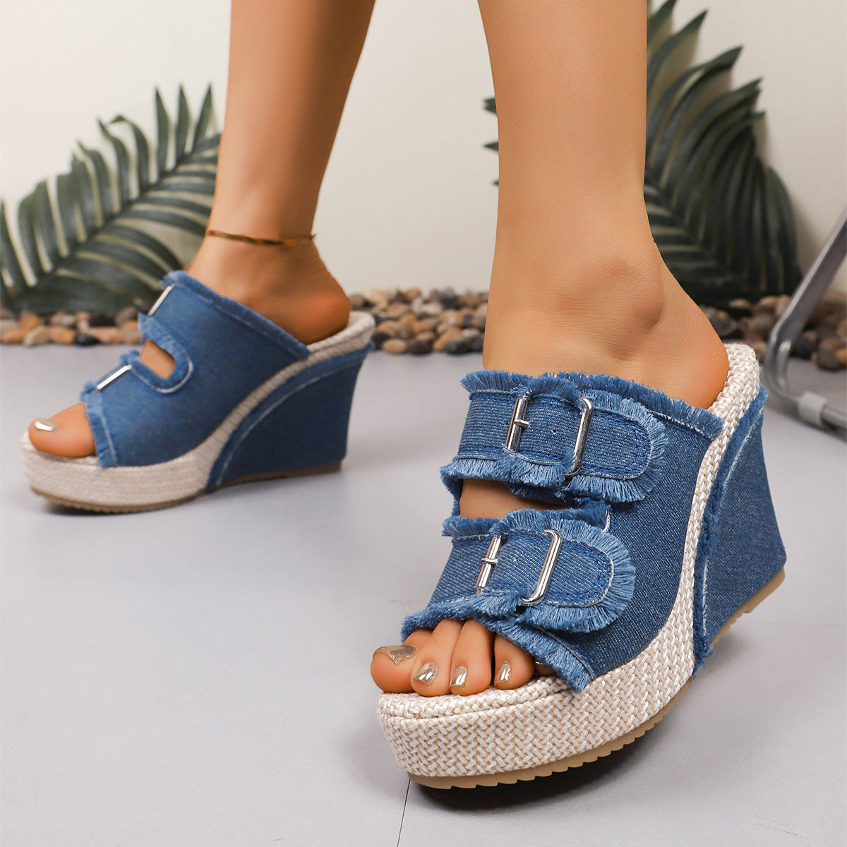 Atelier | Frayed Edge Wedge Sandals
