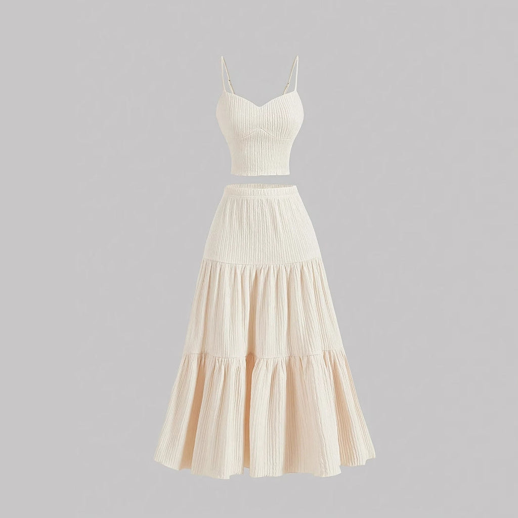 DALI™ - Comfy Sleeveless Crop Top and A-Line Skirt Set