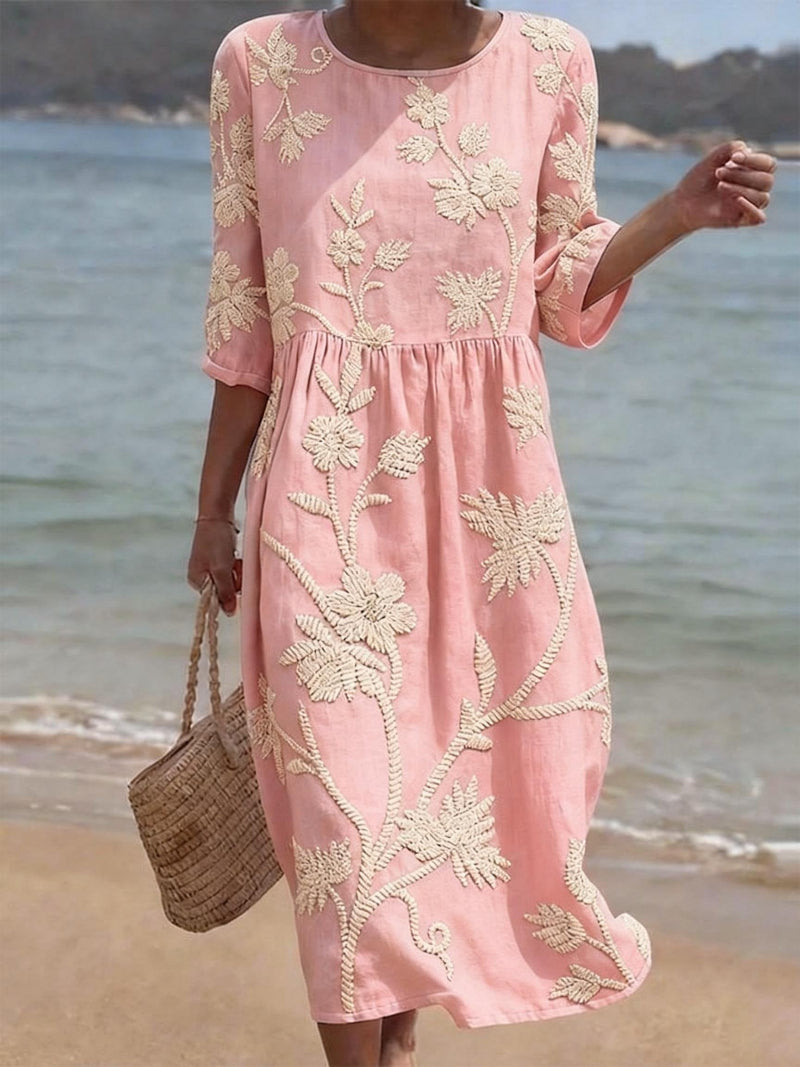 Irene | Elegant Floral Round Neck Dress