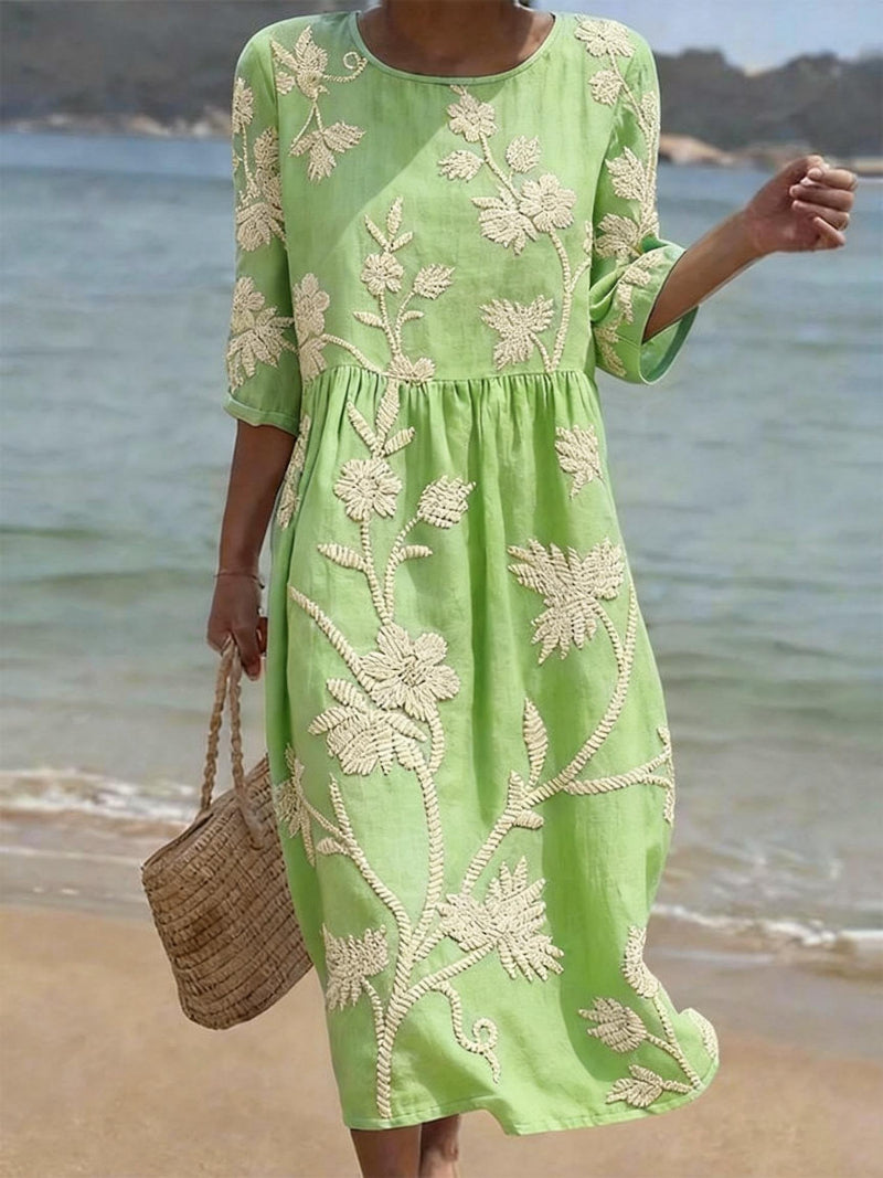 Irene | Elegant Floral Round Neck Dress