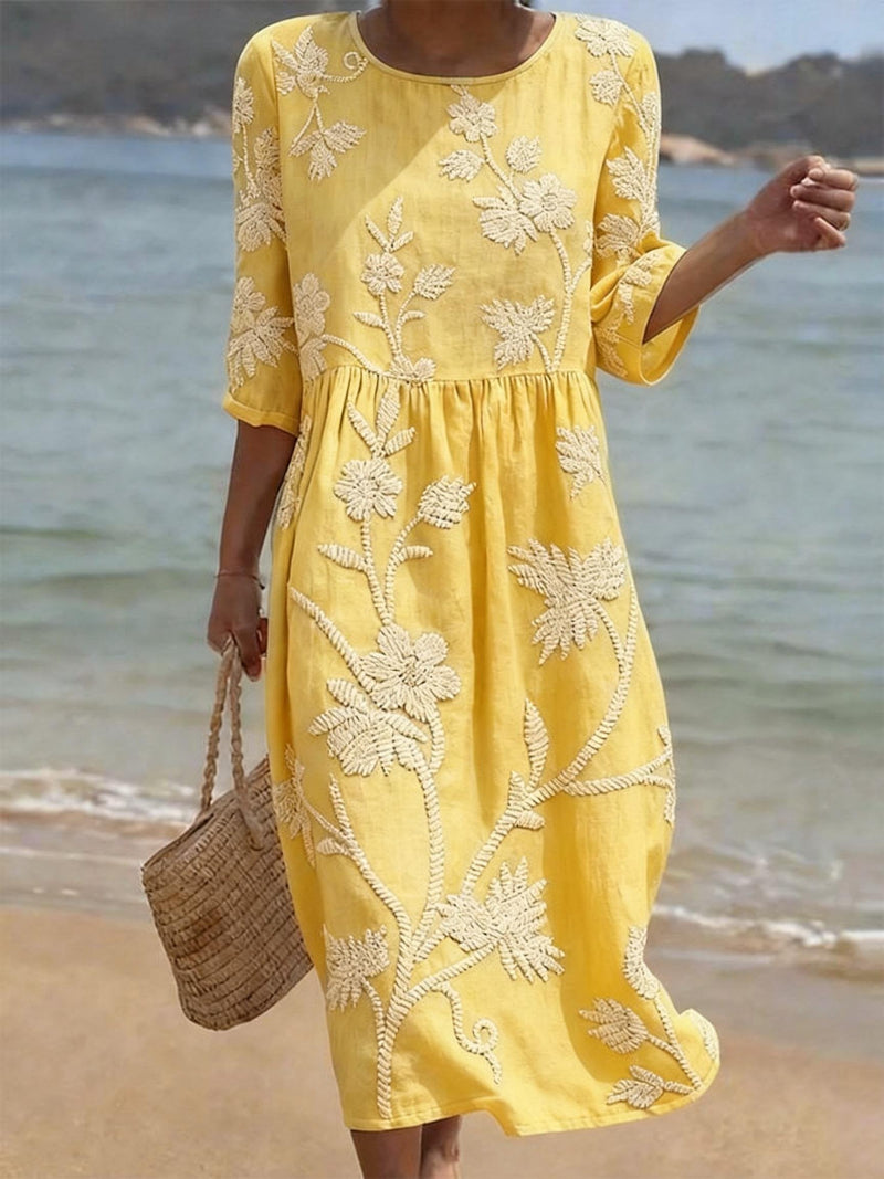 Irene | Elegant Floral Round Neck Dress