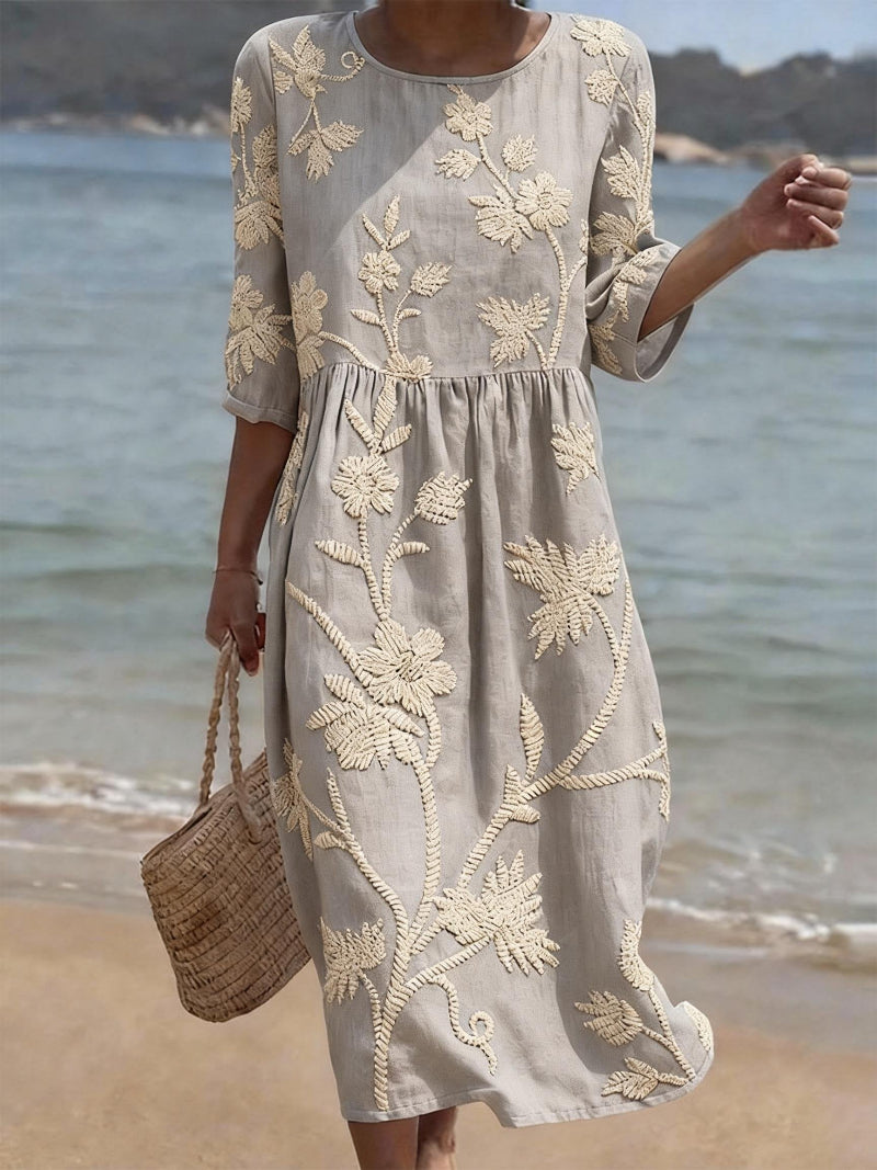 Irene | Elegant Floral Round Neck Dress