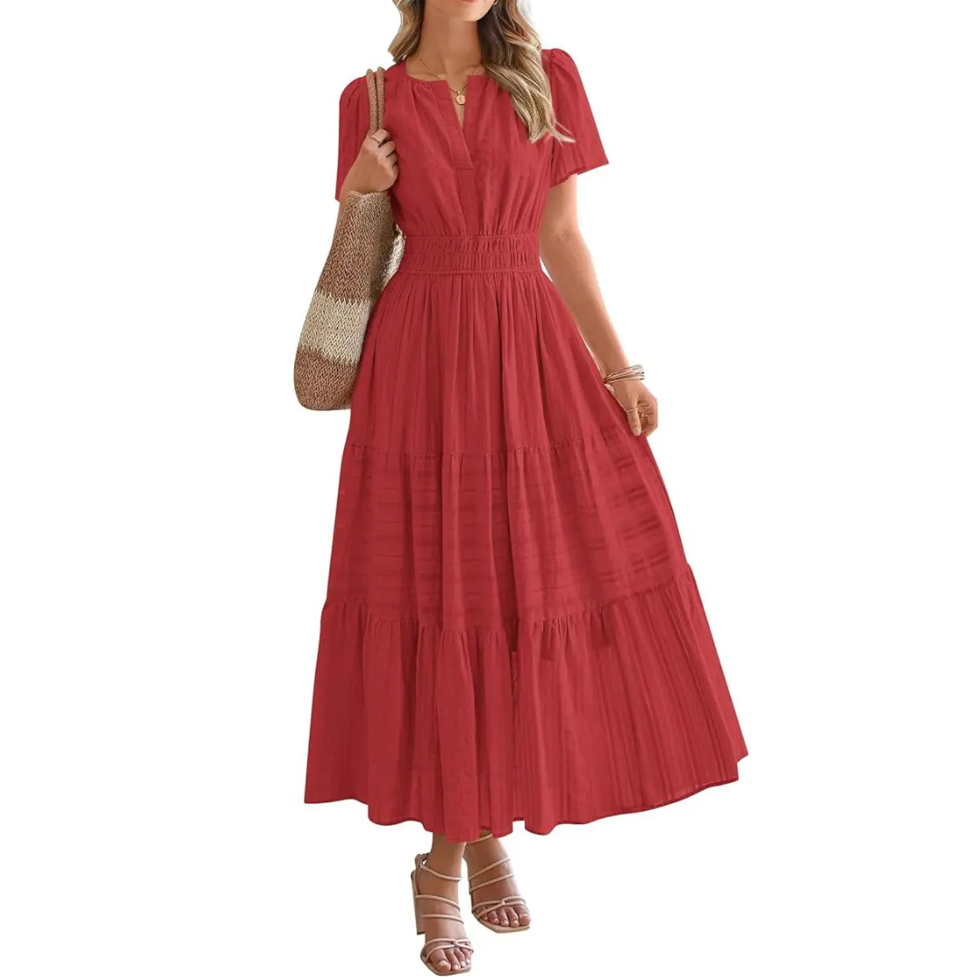 DELIA™ – Flirty V-Neck Puff Sleeve Dress