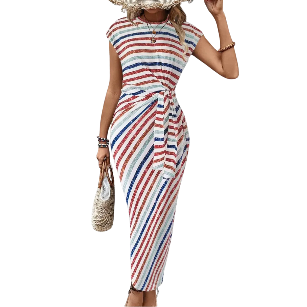 SCARLETT™ – Striped Tie-Waist Bodycon Dress