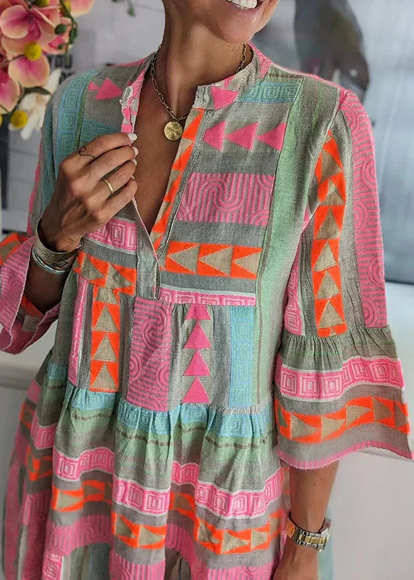 Ava | Summer Layered Dress with V-Neck