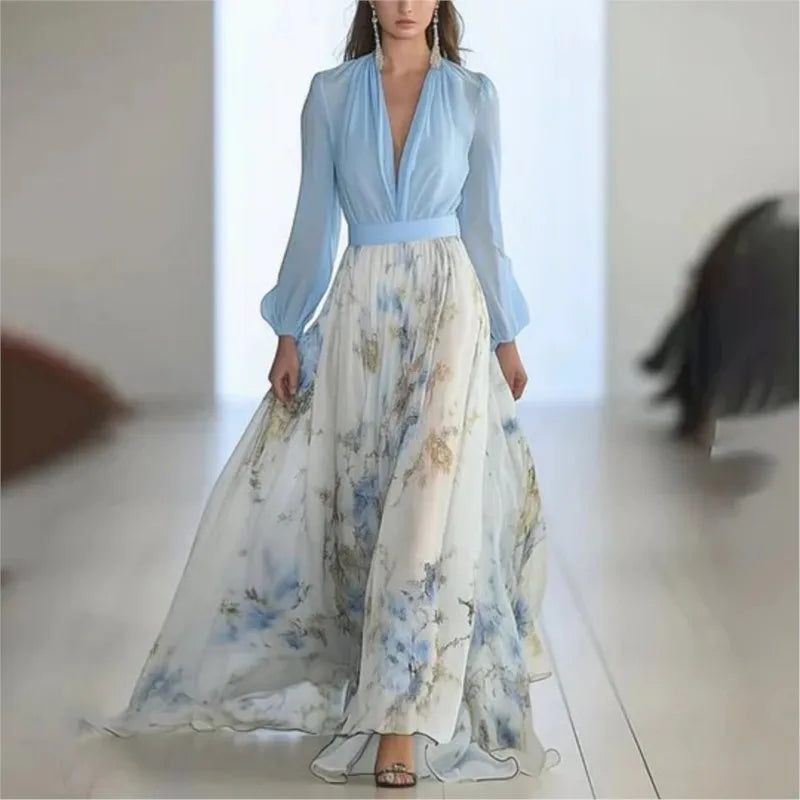 Bohemian Maxi Dress with Floral Print