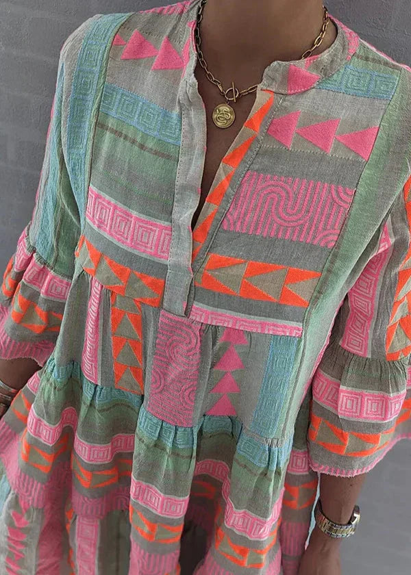 Ava | Summer Layered Dress with V-Neck