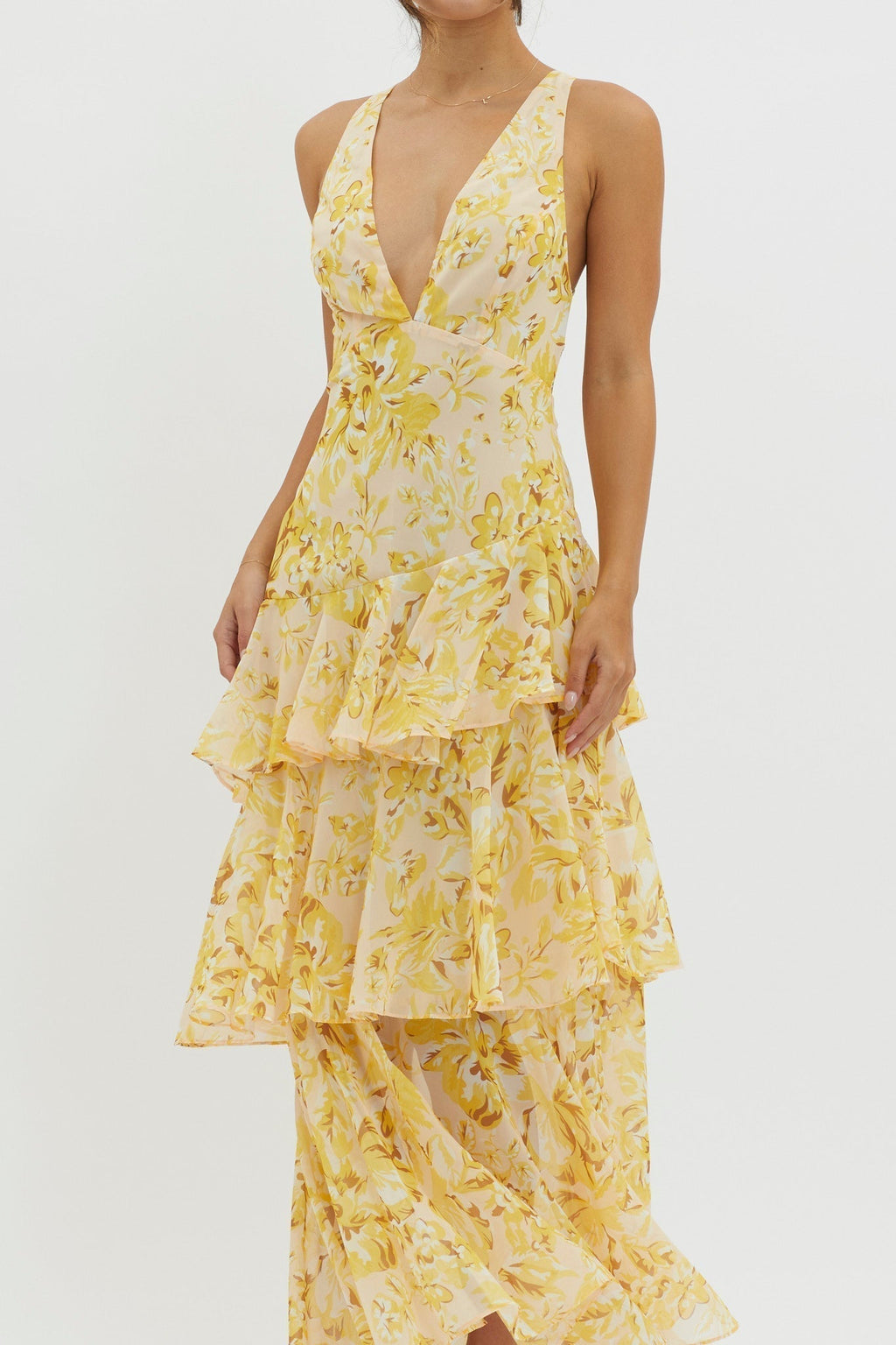 FERRERAS - REFINED STYLE RUFFLE MIDI DRESS