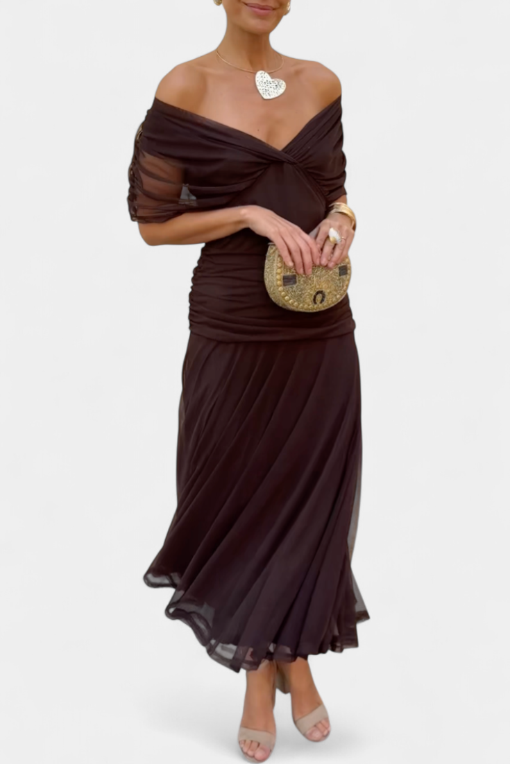 Florendra | Floral Long Dress with V-Neck
