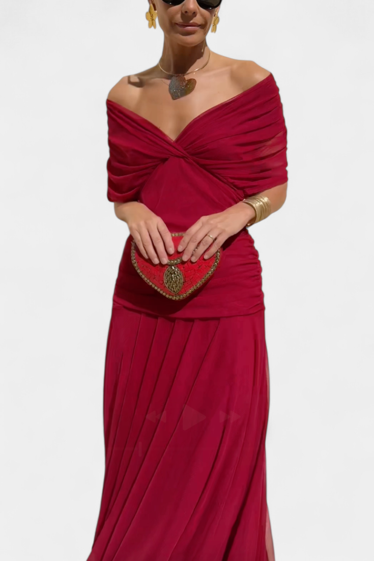 Florendra | Floral Long Dress with V-Neck