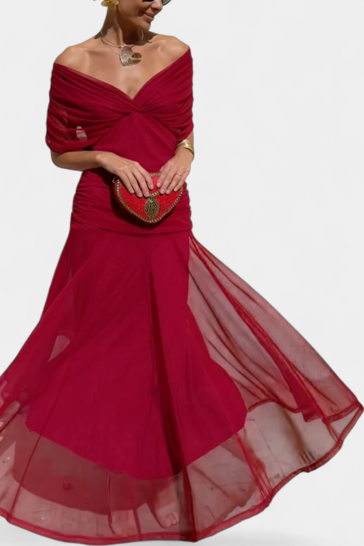 Florendra | Floral Long Dress with V-Neck
