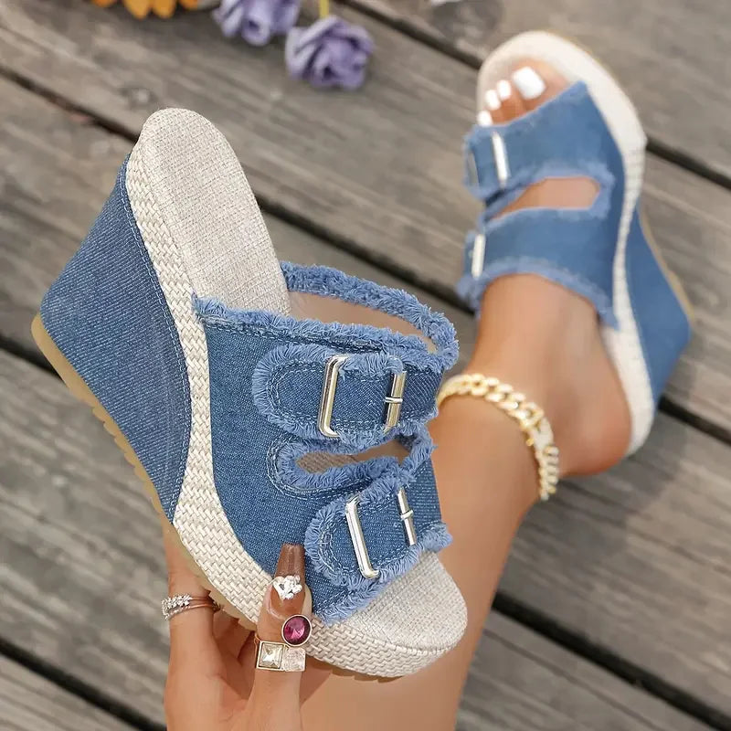 Atelier | Frayed Edge Wedge Sandals