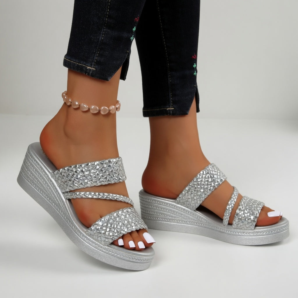 Hilary | Woven Wedge Mule