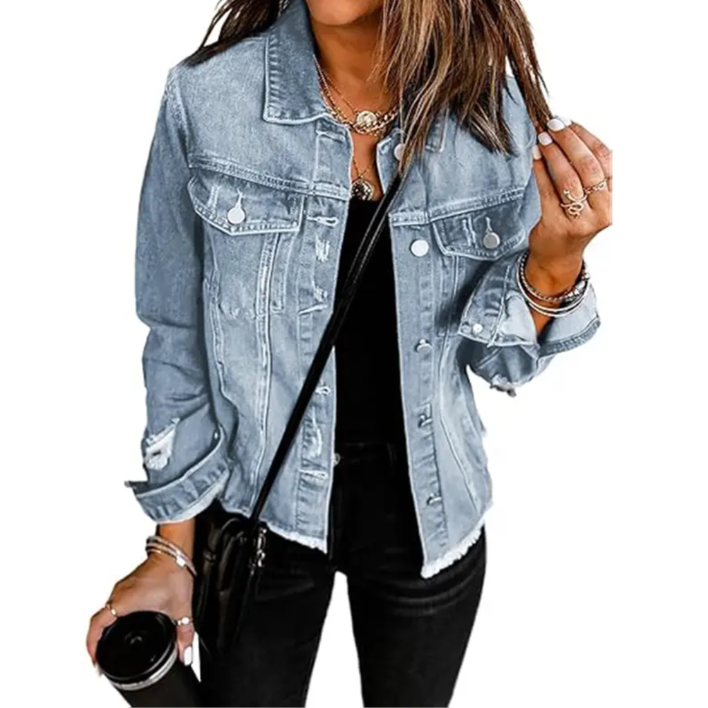 Brenda | Classic Distressed Denim Jacket