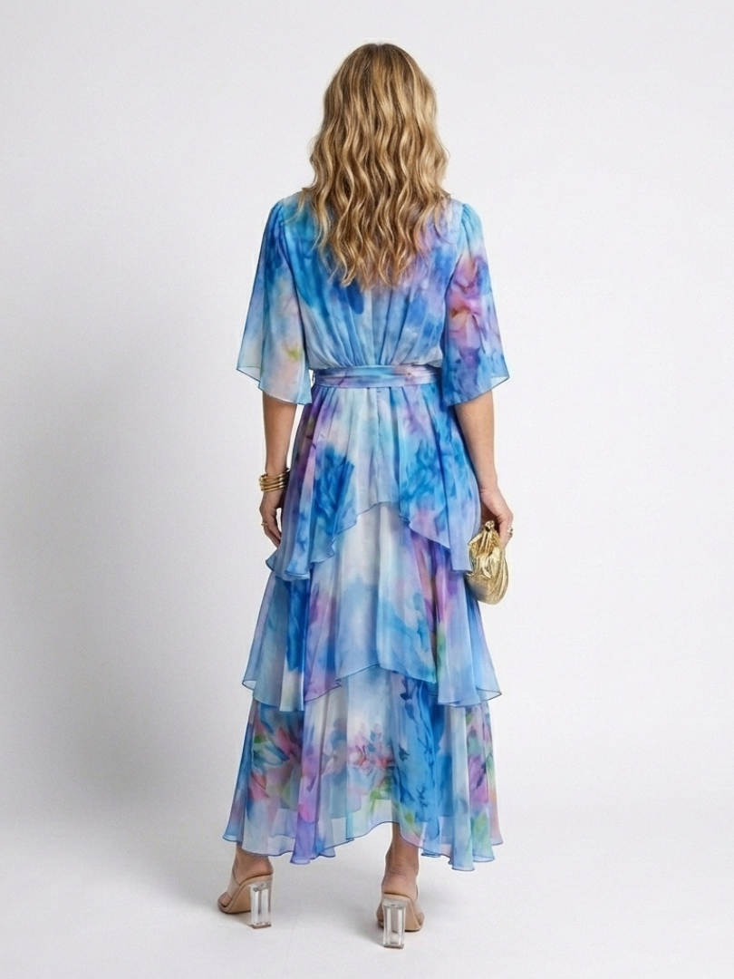 Ophelia | Sheer Layered Tie Waist Maxi Dress