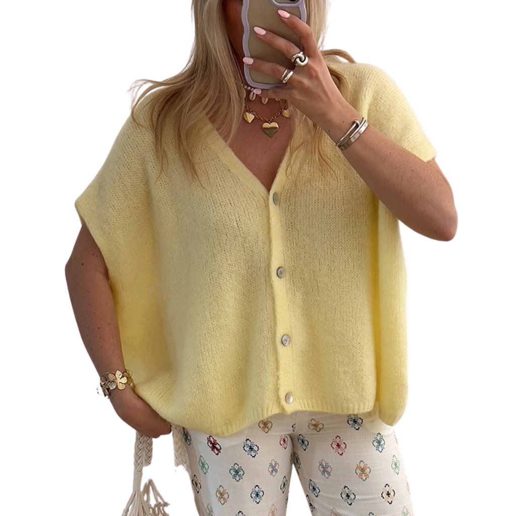NADIA™ – Hollow Knit Short Sleeve Cardigan