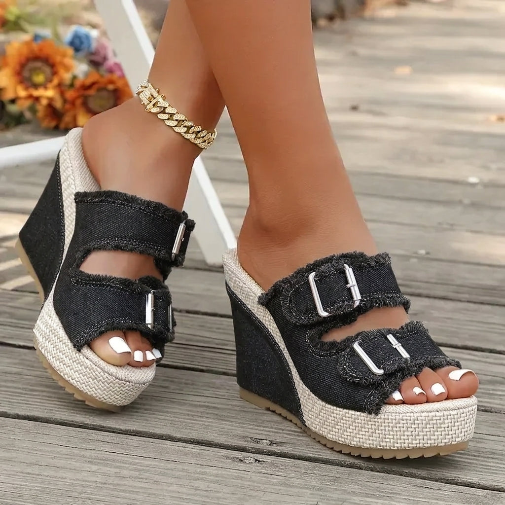 Atelier | Frayed Edge Wedge Sandals