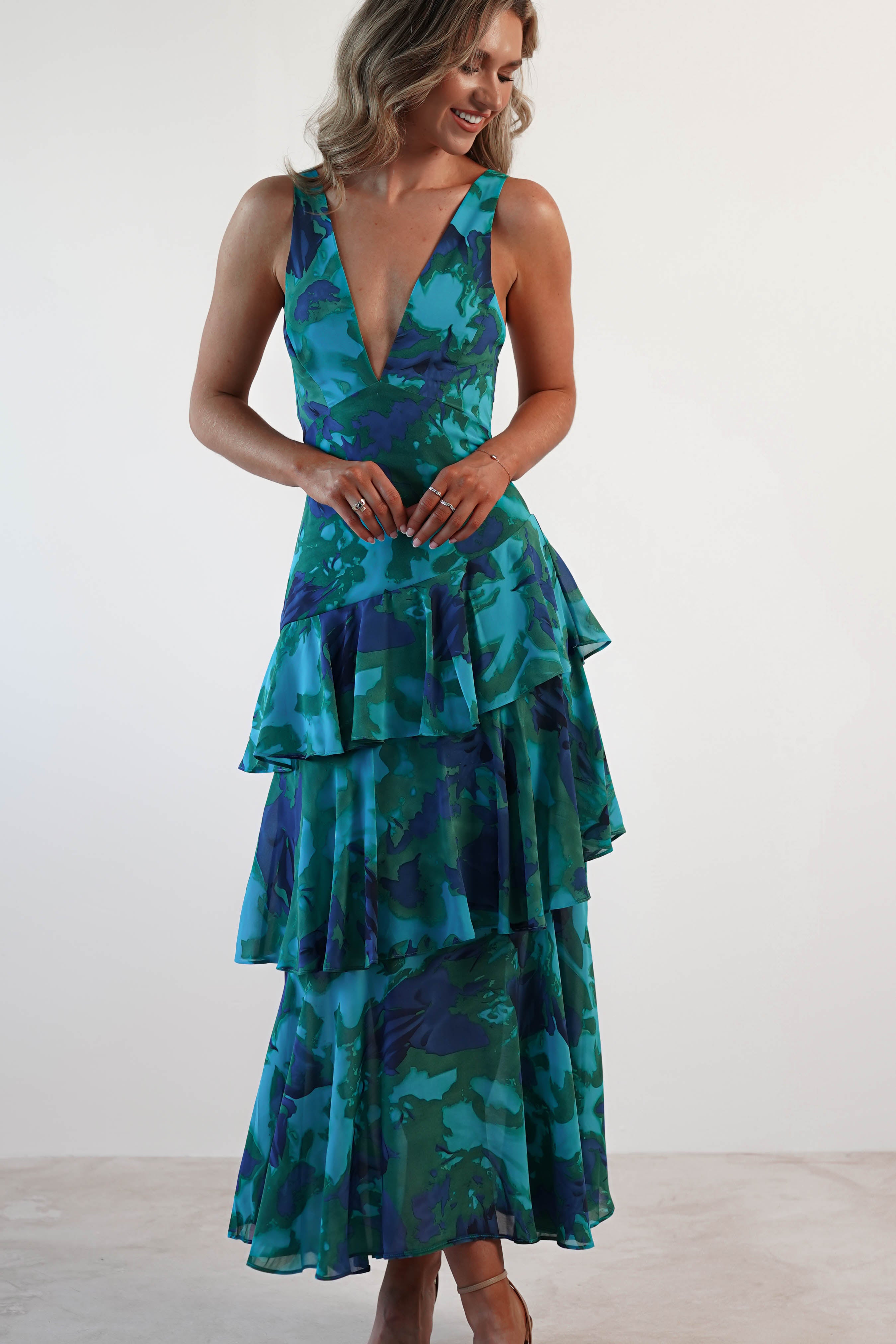 FERRERAS - REFINED STYLE RUFFLE MIDI DRESS
