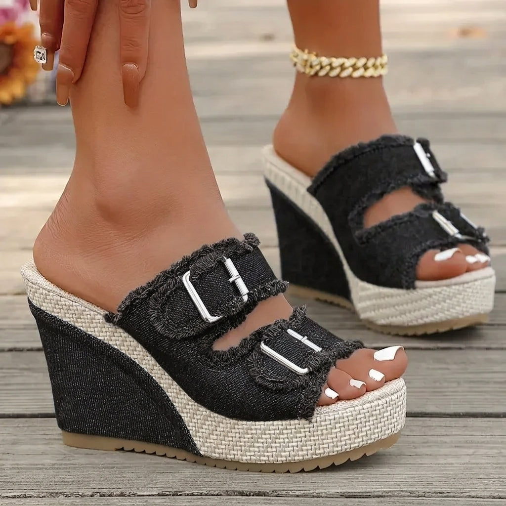 Atelier | Frayed Edge Wedge Sandals