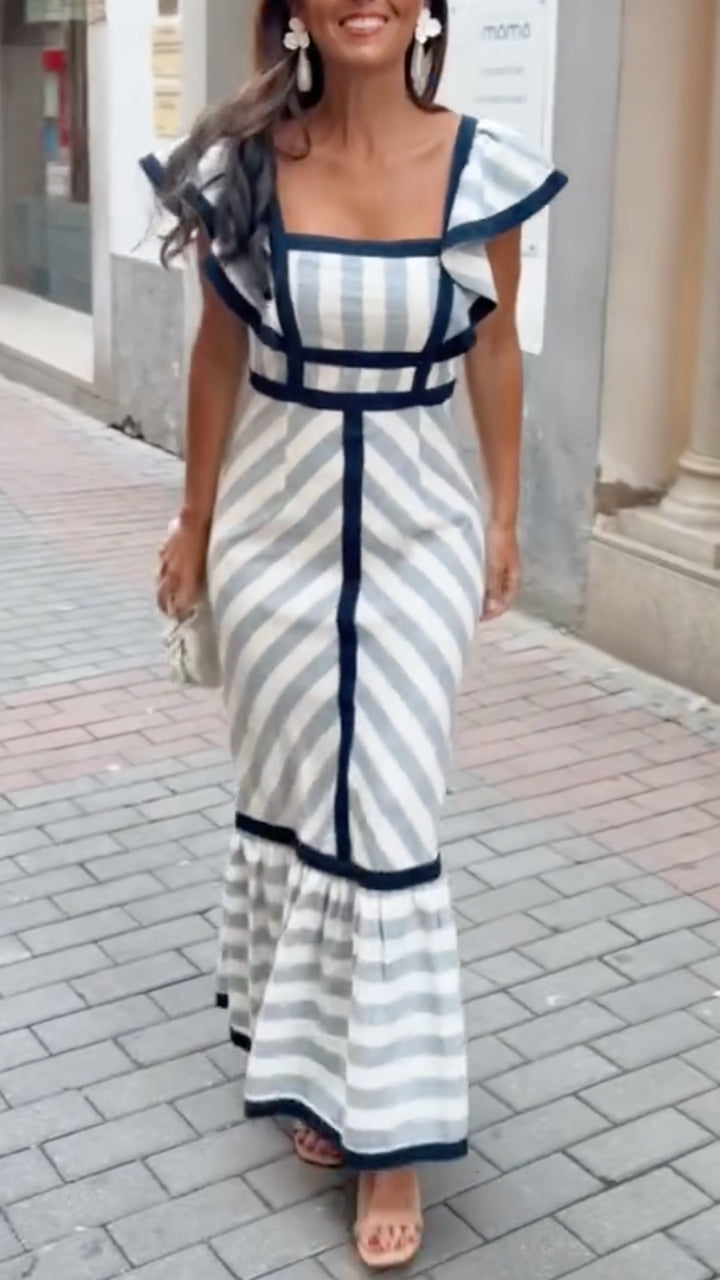 Elaine | Retro Striped Maxi Dress