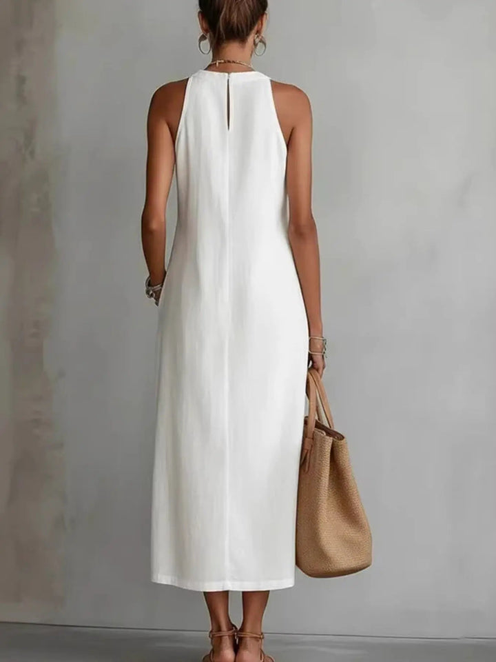 Sleeveless Midi Dress with Cutouts & Side Slit