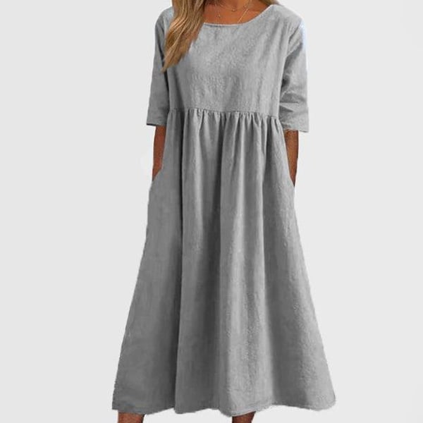 Elegant Ladies' Dress with Round Neck