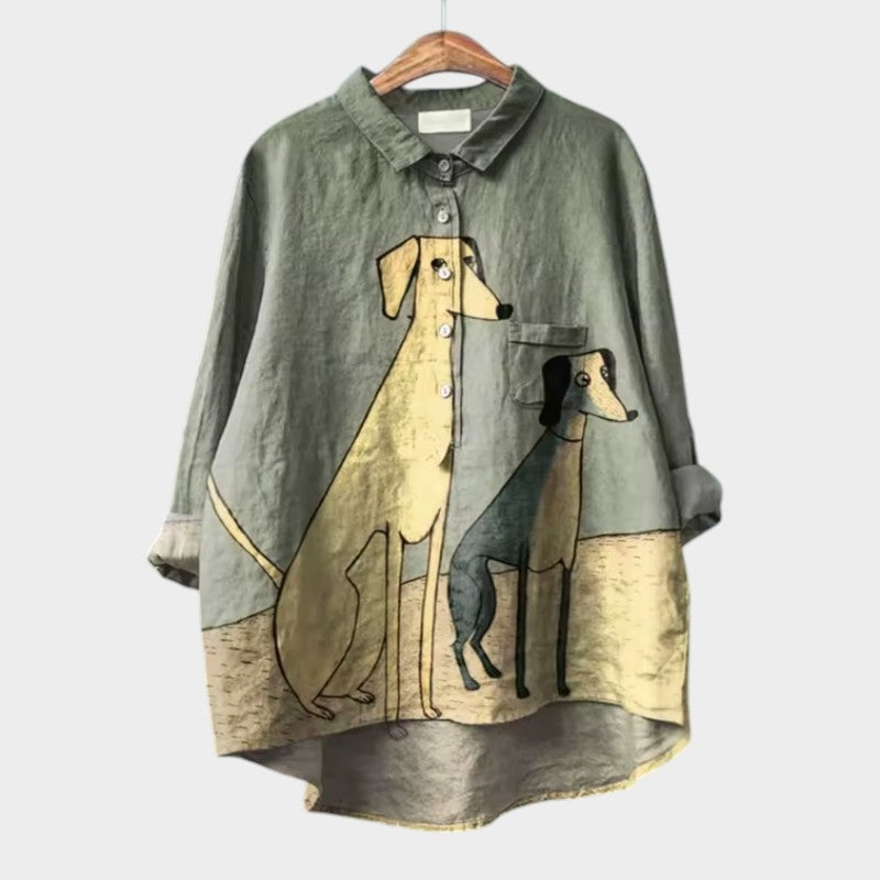 MOREAU LYON | ARTISTIC DOG BLOUSE FOR WOMEN