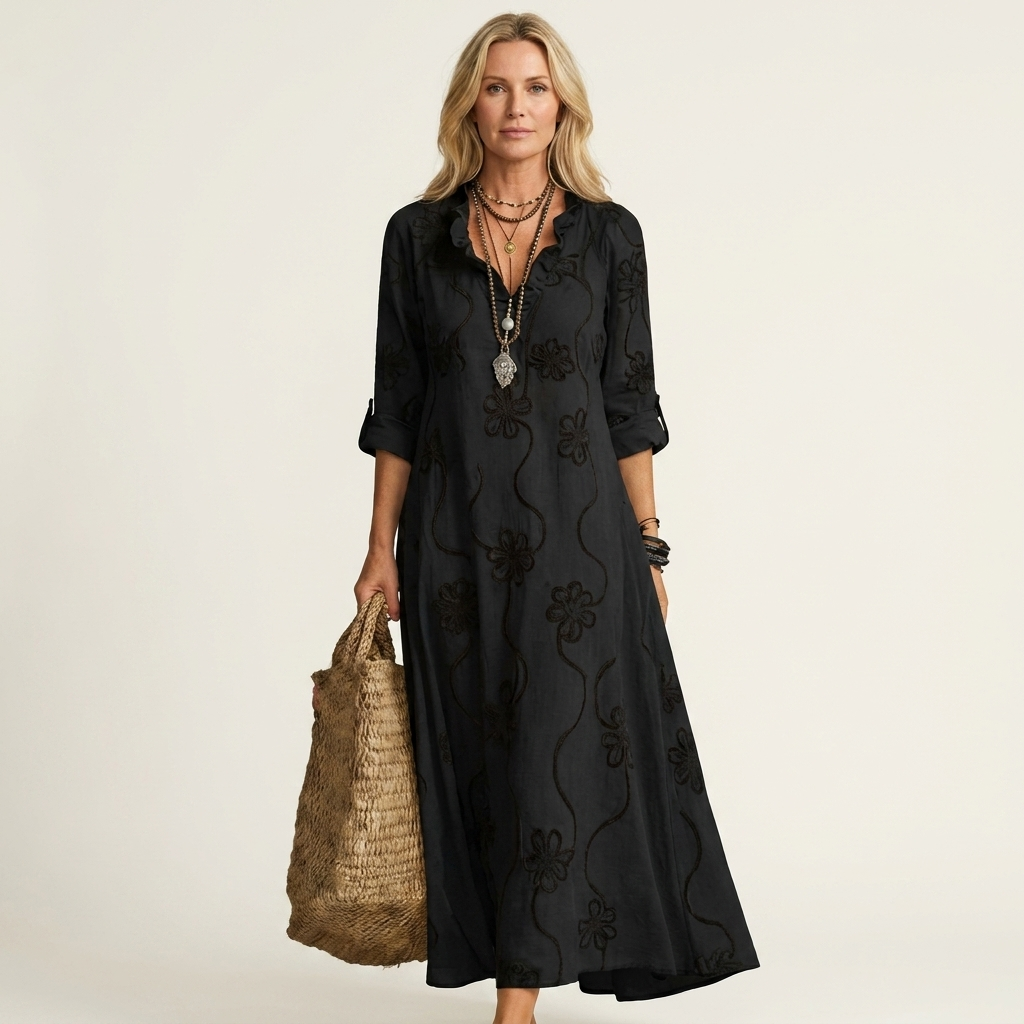 Mariam | Floral Embroidery Maxi Dress