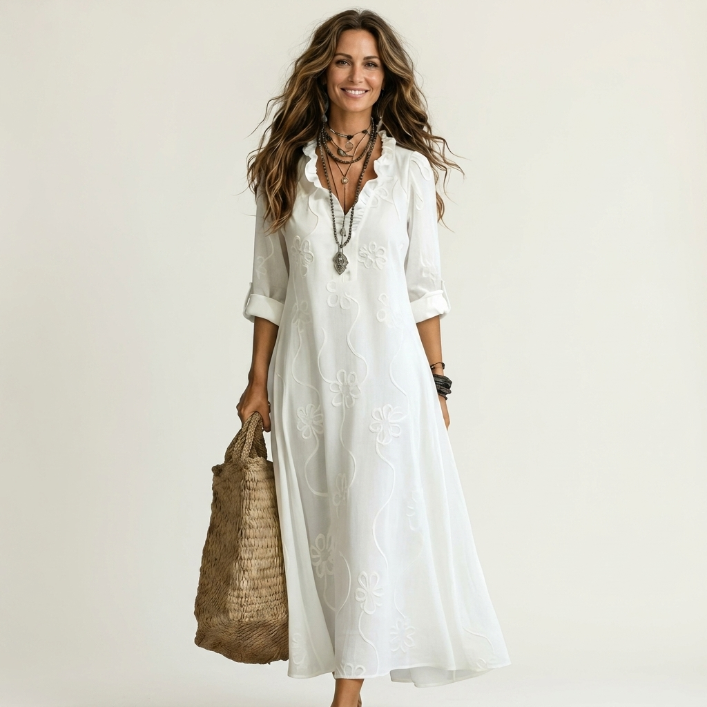 Mariam | Floral Embroidery Maxi Dress