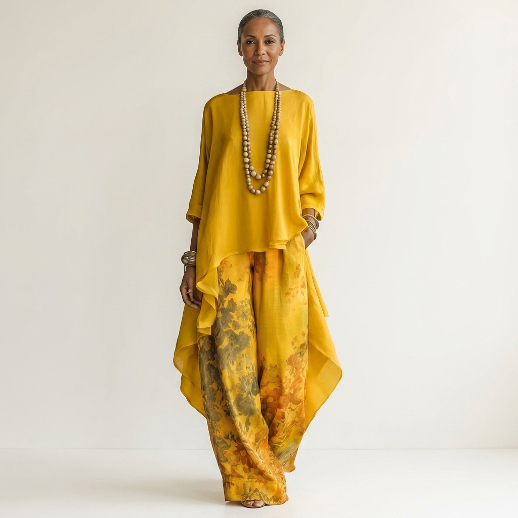 Brenda | Asymmetric Tunic and Wide Leg Trouser Two Piece Set