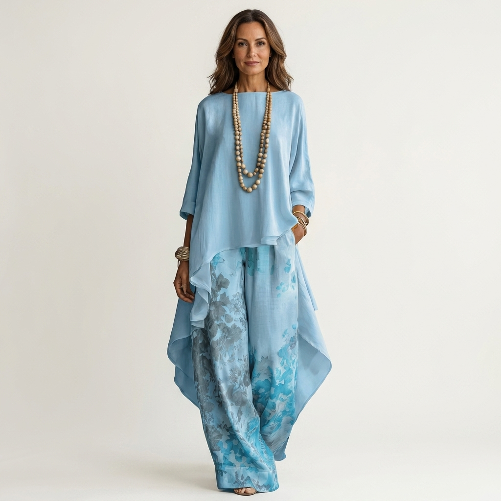 Brenda | Asymmetric Tunic and Wide Leg Trouser Two Piece Set