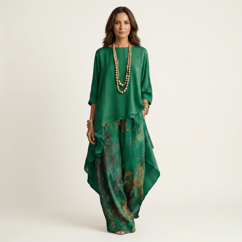 Brenda | Asymmetric Tunic and Wide Leg Trouser Two Piece Set