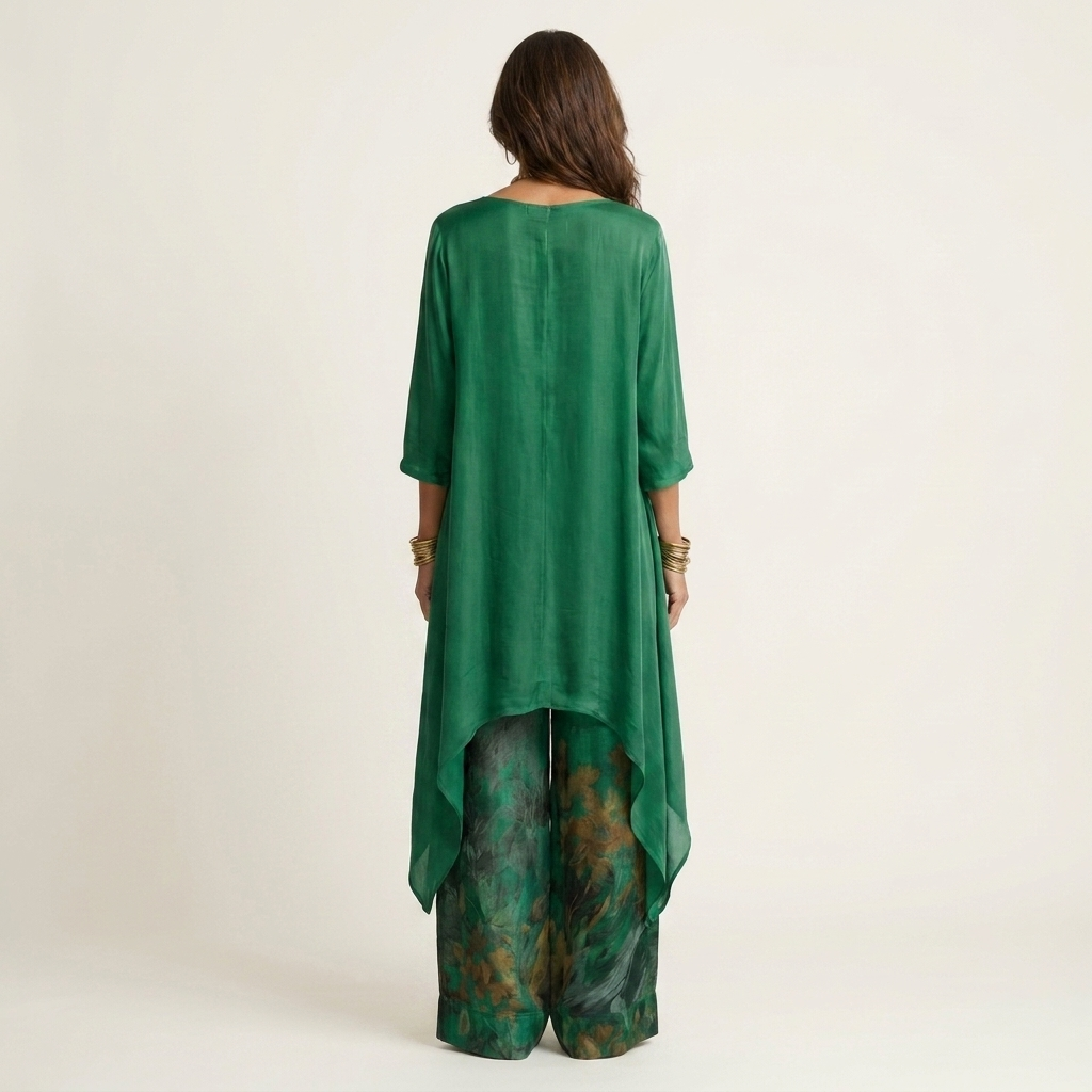 Brenda | Asymmetric Tunic and Wide Leg Trouser Two Piece Set