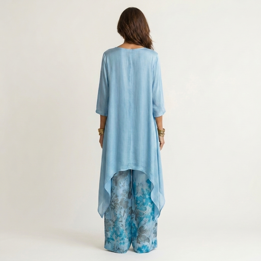 Brenda | Asymmetric Tunic and Wide Leg Trouser Two Piece Set