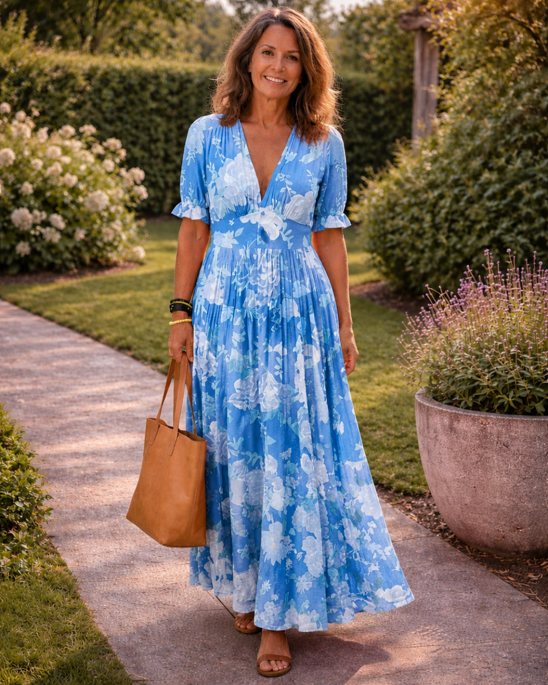 Selina | Sleeveless V-Neck Floral Midi Dress