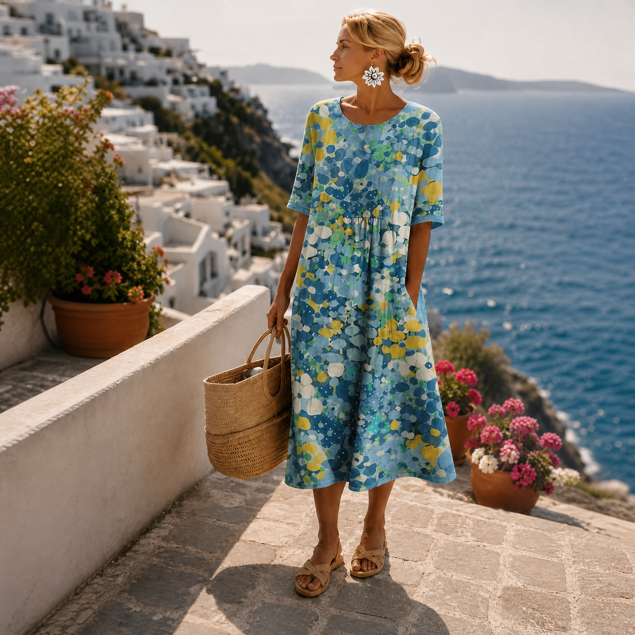 Isadora | Lightweight Fluid Floral Midi Dress