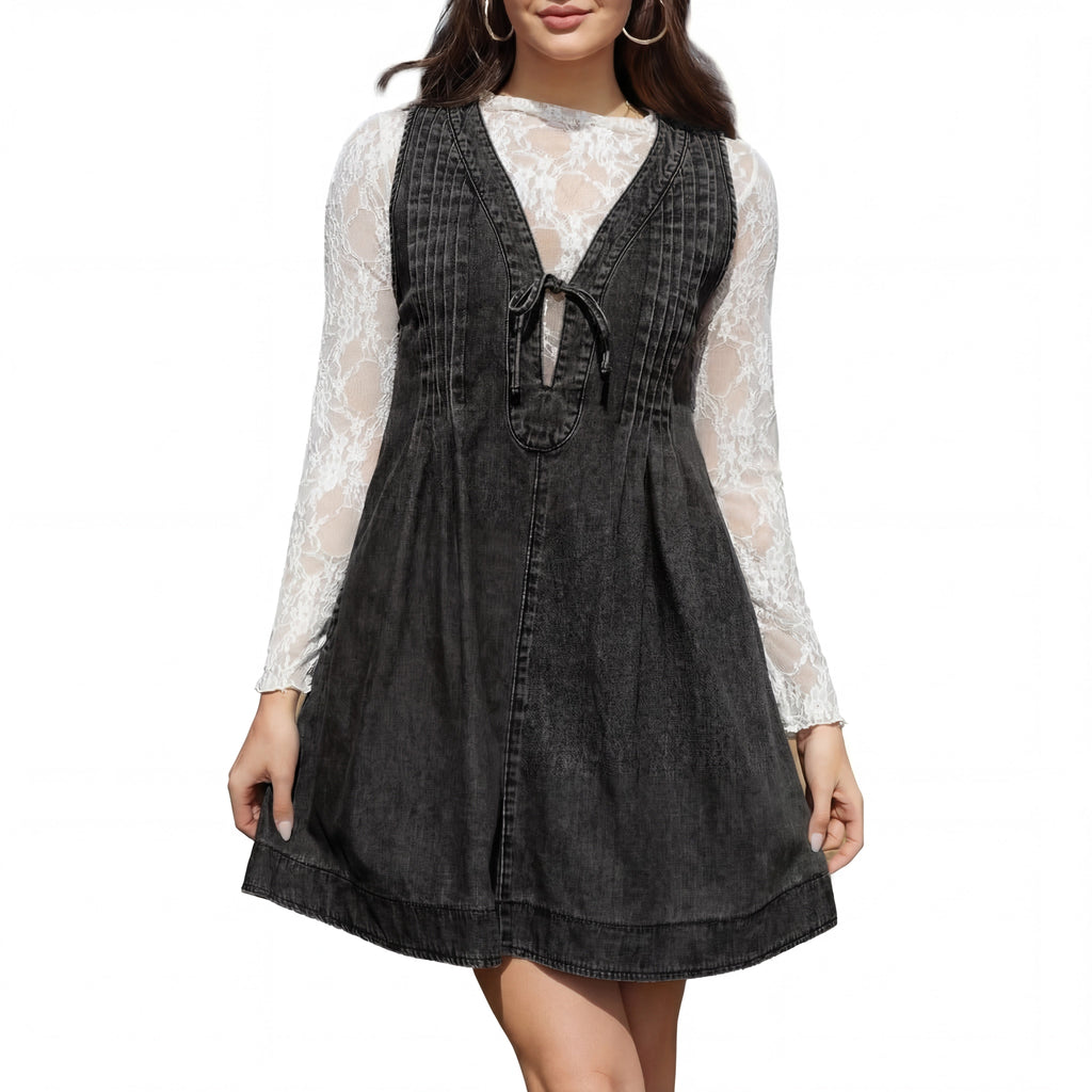 LAUREN™ – Vintage Inspired Sleeveless V Neck Mini Dress