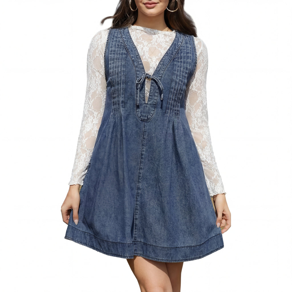LAUREN™ – Vintage Inspired Sleeveless V Neck Mini Dress