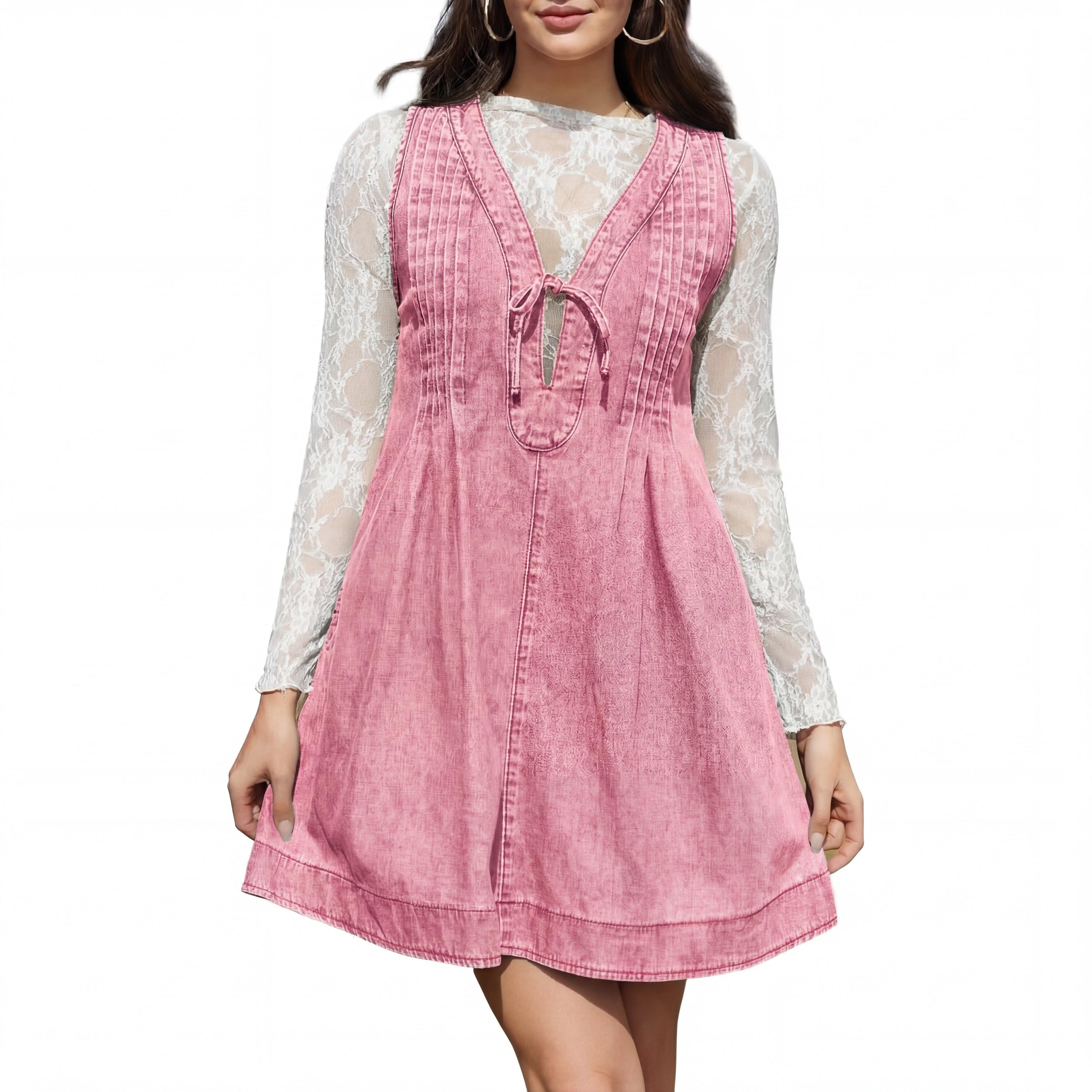 LAUREN™ – Vintage Inspired Sleeveless V Neck Mini Dress