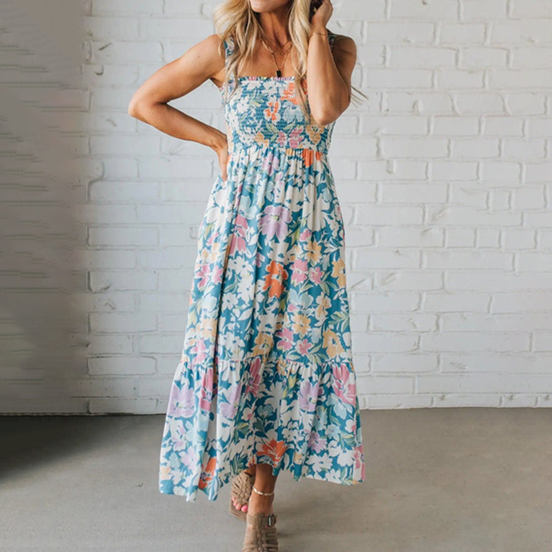 Lilian | Floral Maxi Dress with Smocked Bodice