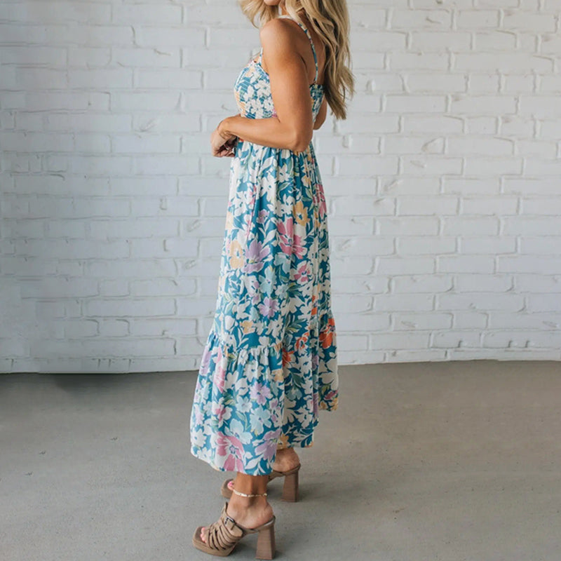 Lilian | Floral Maxi Dress with Smocked Bodice